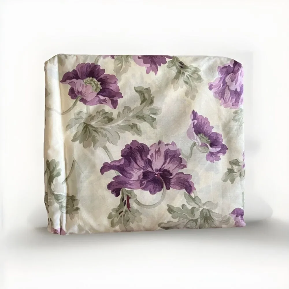 Ralph Lauren Violette Purple Cabbage Rose Floral Queen Flat Sheet Vintage 300 TC